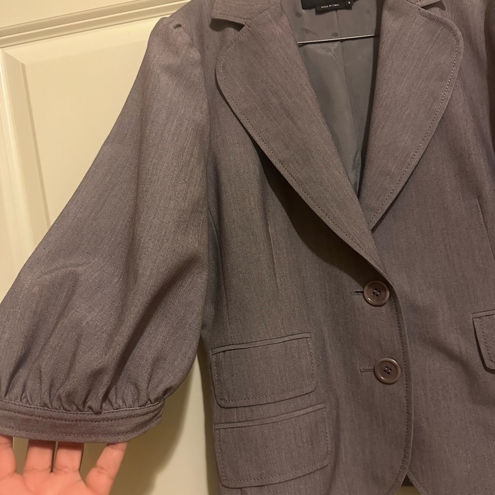 BCBGMaxAzria Women's Gray Puff Sleeve Blazer